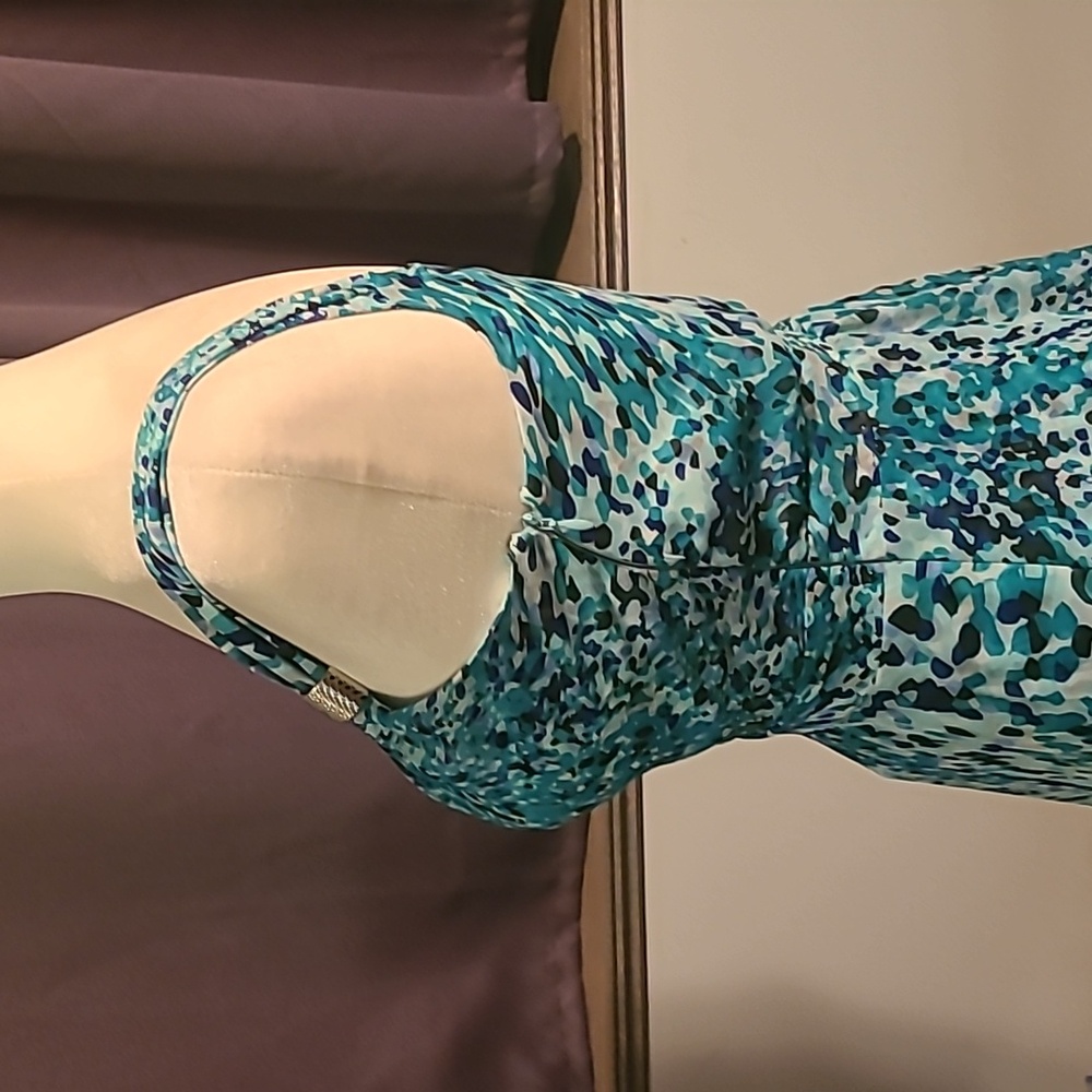 White House Black Market Elegant Blue Patterned Dress - Size 00 - Picture 5 of 11